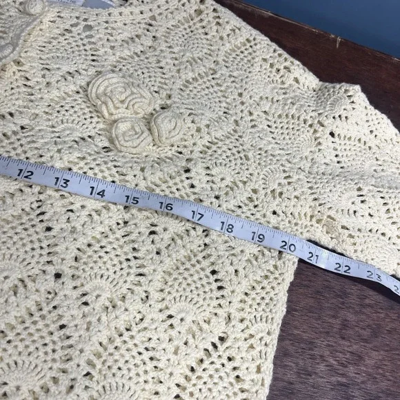 Vtg‎ Crochet Cardigan Women Large Cottagecore Grannycore Boho Country Artsy Fall - Picture 6 of 10